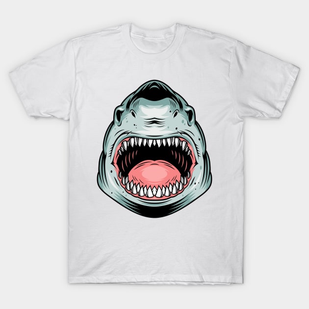 Shark Head Mouth Teeth Scary T-Shirt by CafePretzel